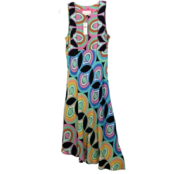 Nwt Anthropologie Kenzie Geometric Asymmetrical Midi Dress - Picture 17 of 17